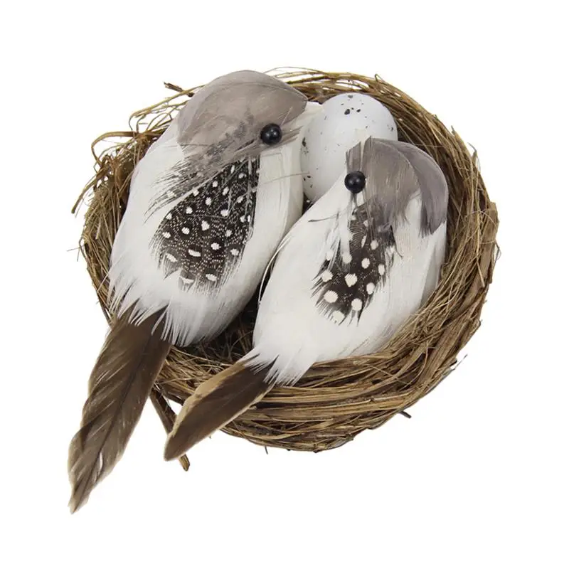Erba Bird House Foresta Giardinaggio Decor Paesaggio Figurine Piccoli Uccelli Statue Uccelli Uccelli Di Natale Scultura