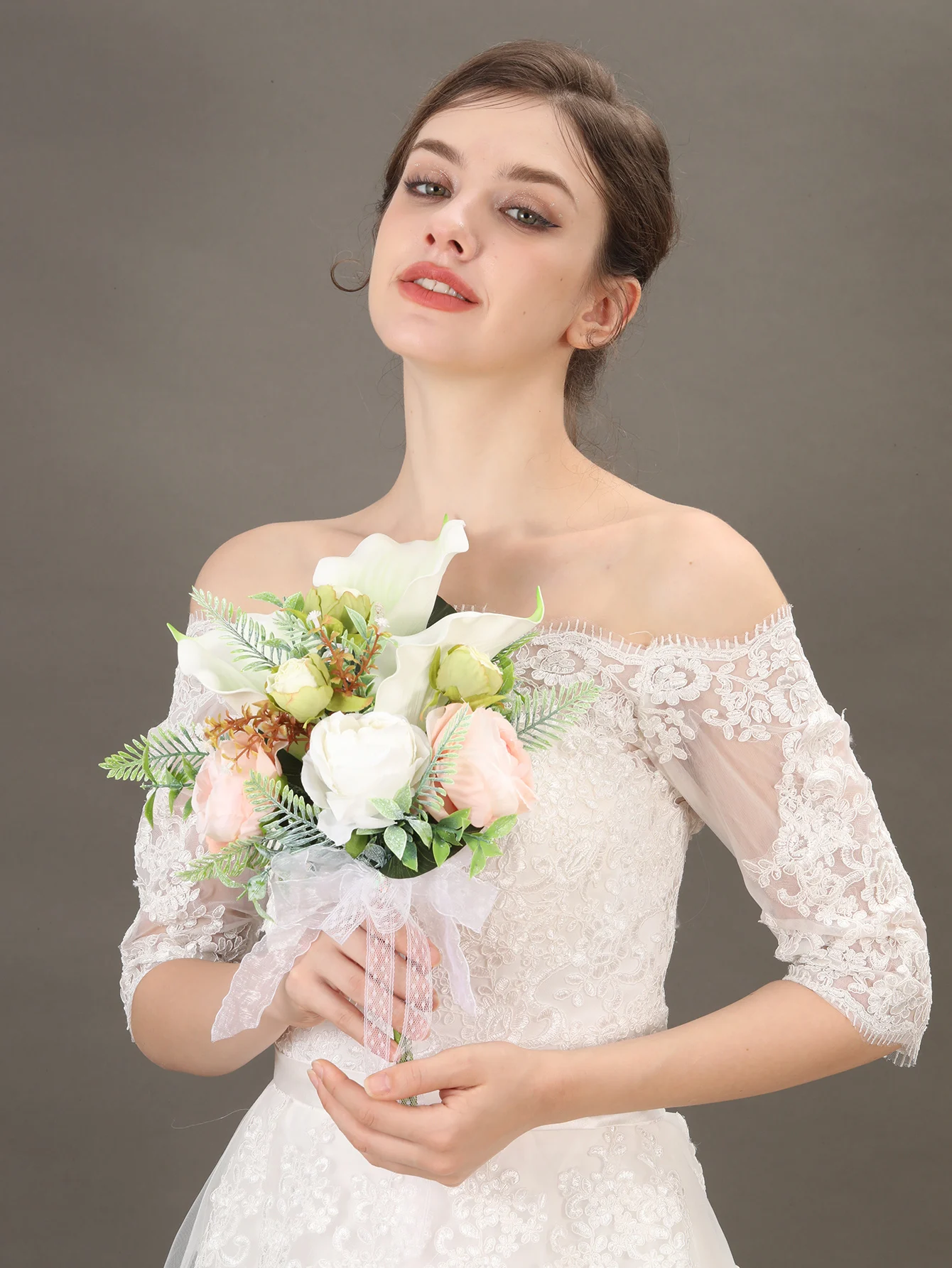Beautiful Wedding Bridal Bouquet Bridesmaid Hand Tied Artificial Flower Decoration Holiday Party Flowers Gift propose Rose