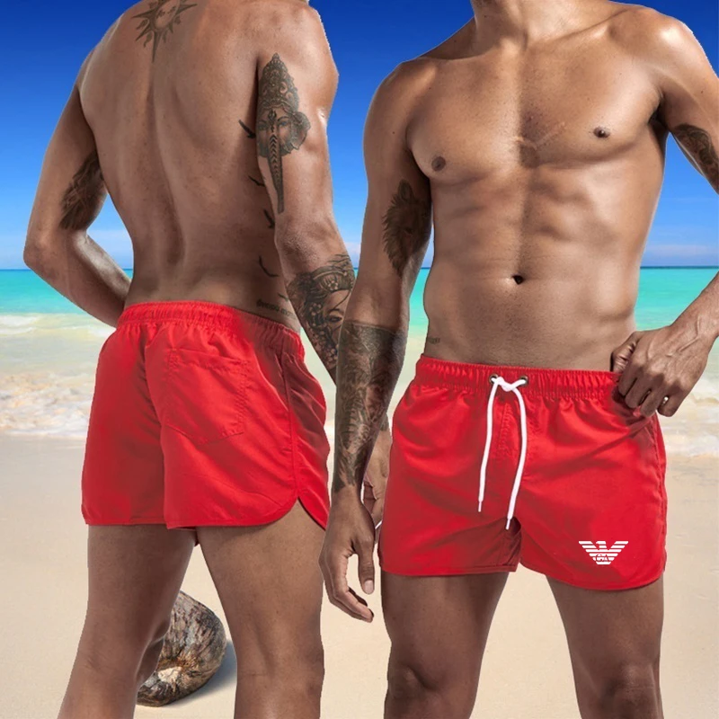 Summer Men's Beach Shorts New Simple Printed Fitness Sports Casual Elastic Waist Drawstring Male Surfing Board Short Pants S-3XL Summer Men's Beach Shorts New Simple Printed Fitness Sports Casual Elastic Waist Drawstring Male Surfing Board Short Pants S-3XL
