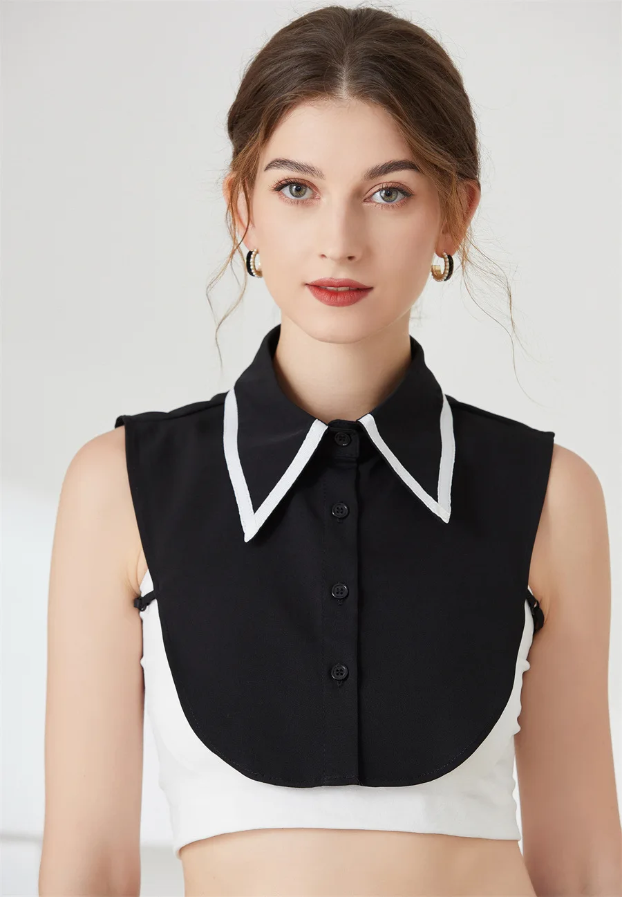 Cravate nœud papillon,faux col à revers pour femme,chemise Vintage