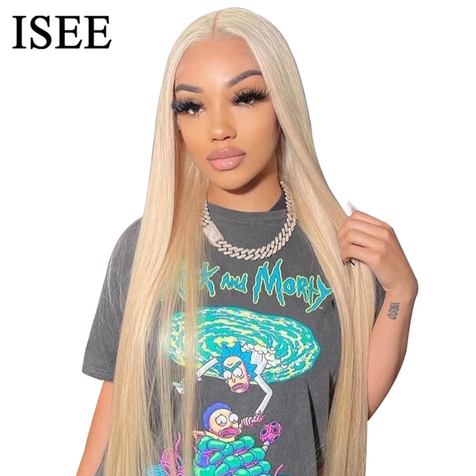 Straight 613 Wear And Go Glueless Human Hair Wigs For Women ISEE HAIR Peruvian Straight Blonde 6x4 Glueless Preplucked Human Wig