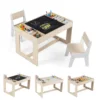 Multifunctional Kids Table & 2 Chairs Set w/ Removable Double-sized Tabletop