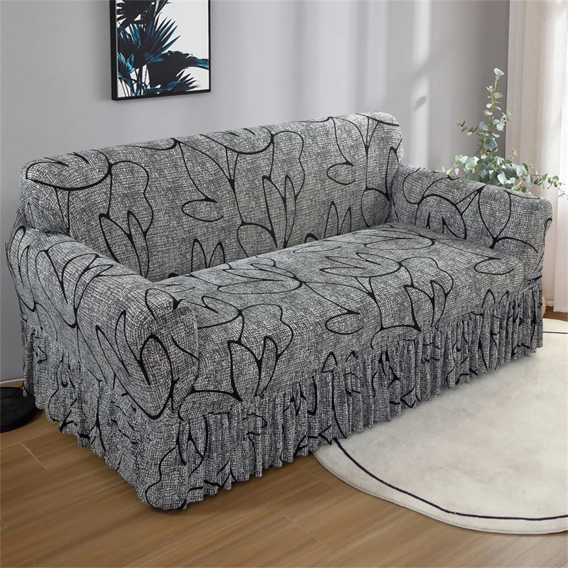 1 pack elastic pleated skirt sofa cover all-inclusive sofa cover universal simple modern sofa protective cover suitable for living room study bedroom hotel hotel sofa cover 2