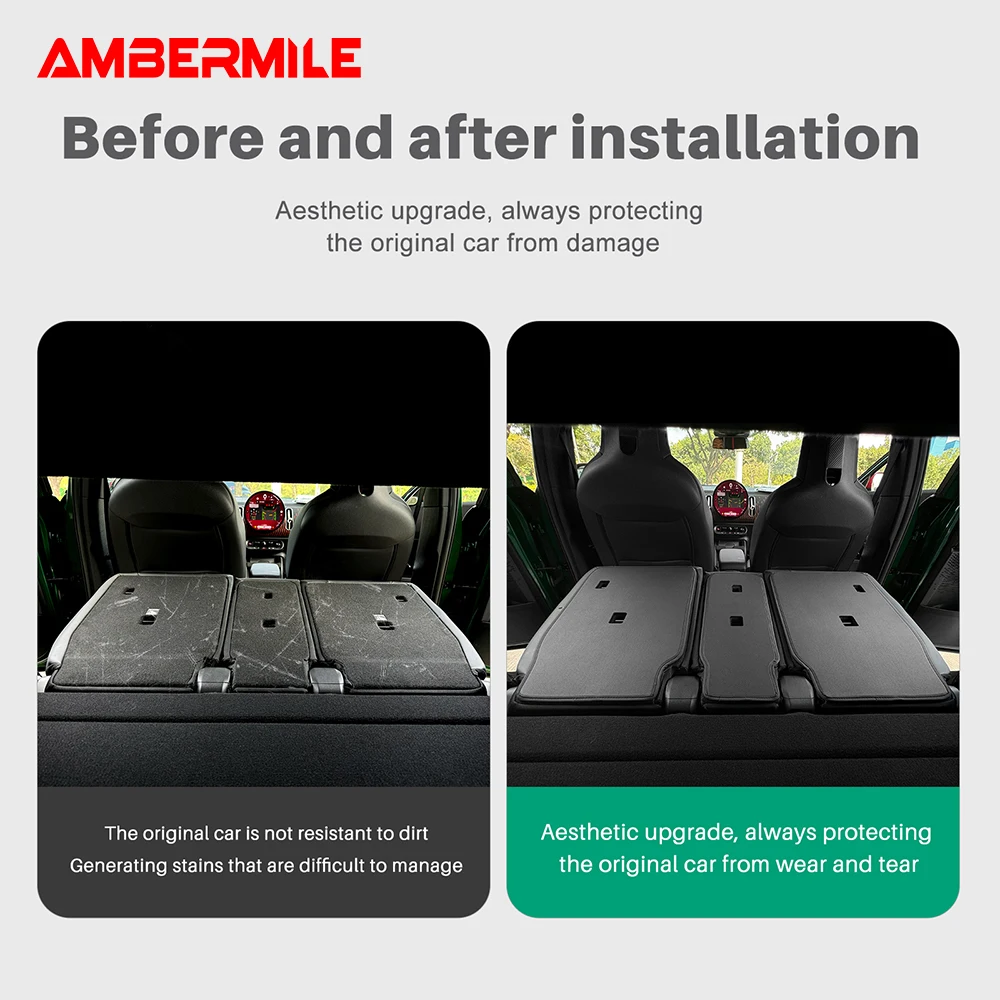 Car Seat Protector 3Pcs Black PU Leather For Mini Countryman U25 Car Seat Anti Kick Pad Rear Protective Seat Back Anti Dirt
