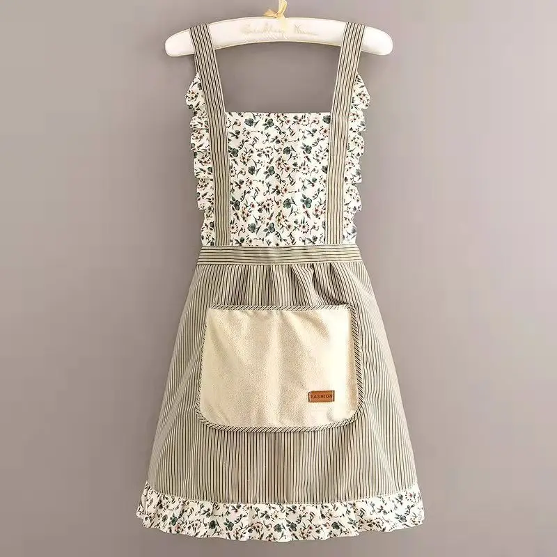 Summer Home Kitchen Hand-wiping Apron Princess Style Anti-fouling Wear-resistant Apron Small Fresh Work Clothes