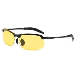 Photochromic Men's Polarized Sports Sunglasses with UV400 Protection (Black-Night Vision)