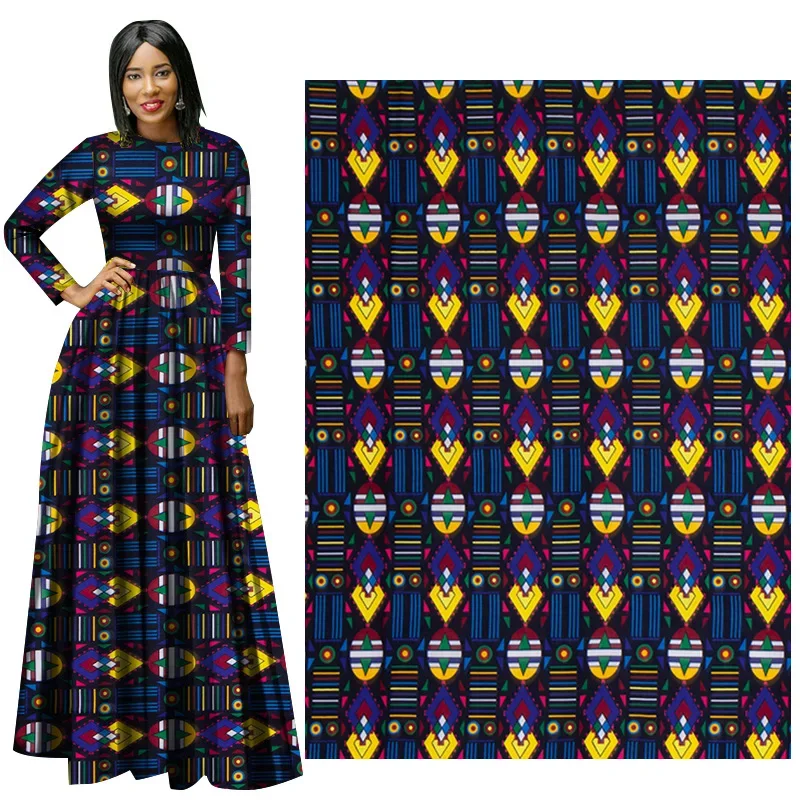 6Yards Africa Farbic Ankara Polyester Sewing Fabric Dubai Middle East Light Color Material for Women Party Dress