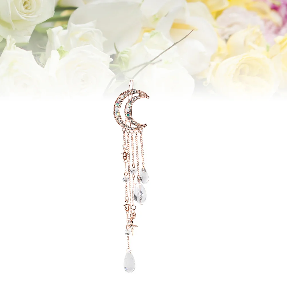 

Tassel Drop Hair Clip Moon Barrette Accessories Barrettes Vintage Womne Rhinestone Women's