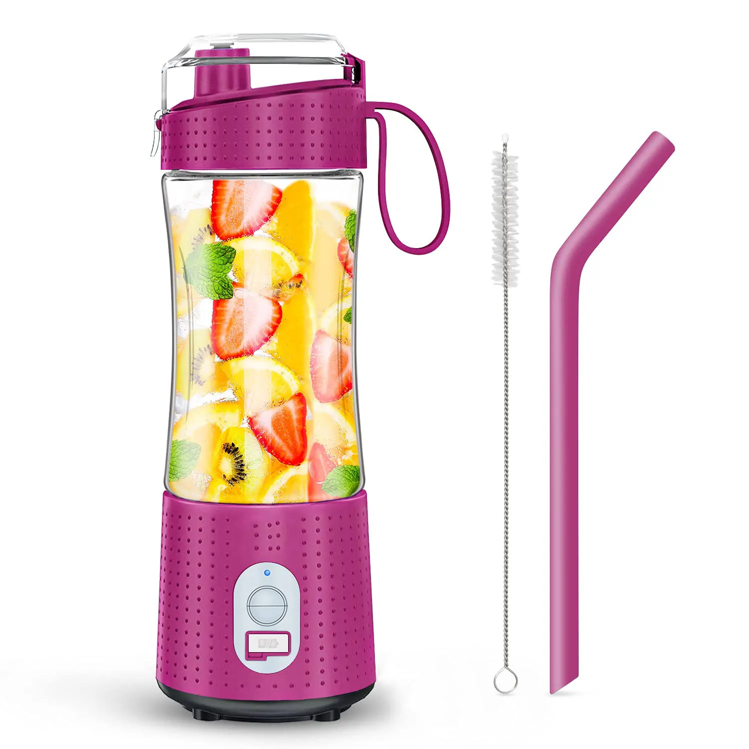 Portable Blender, USB Rechargeable Smoothie on the Go Blender Cup with  Straws, Protein Shakes Fruit Mini Mixer for Home, Sport