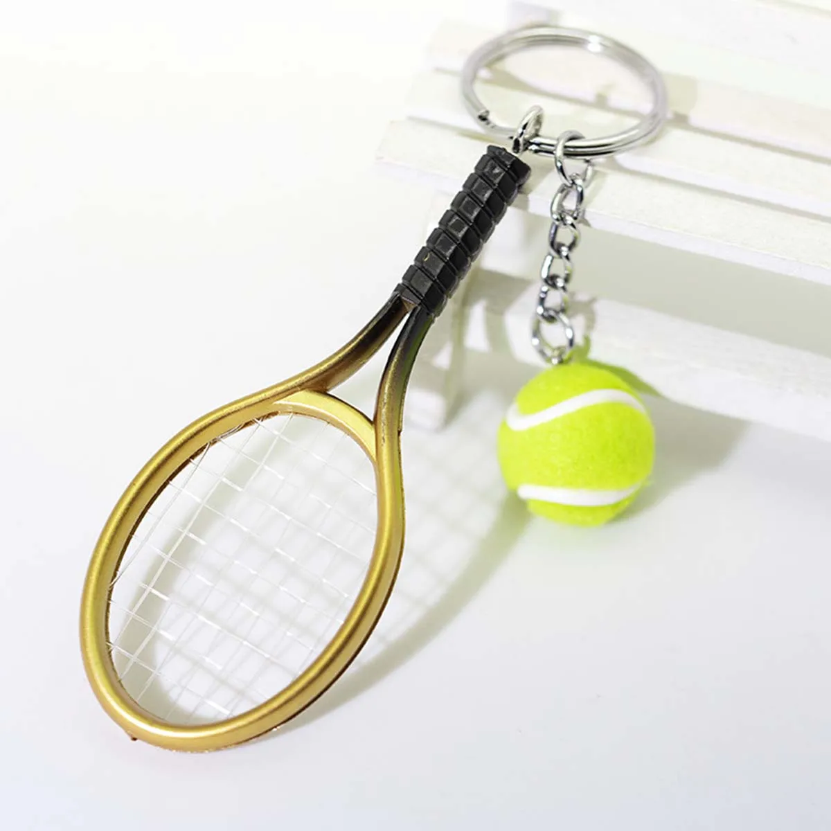 Mini Tennis Racket Pendant Keychain - Sporty Accessory & Gift