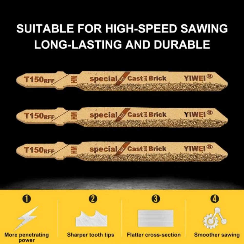 3pcs Diamond Jig Saw Blade 3" T150 Carbide Grain 50 Grit T-Shank Jigsaw Blades Ceramic Tile Cutting Tool Electric Garden Tools,jig saw blades