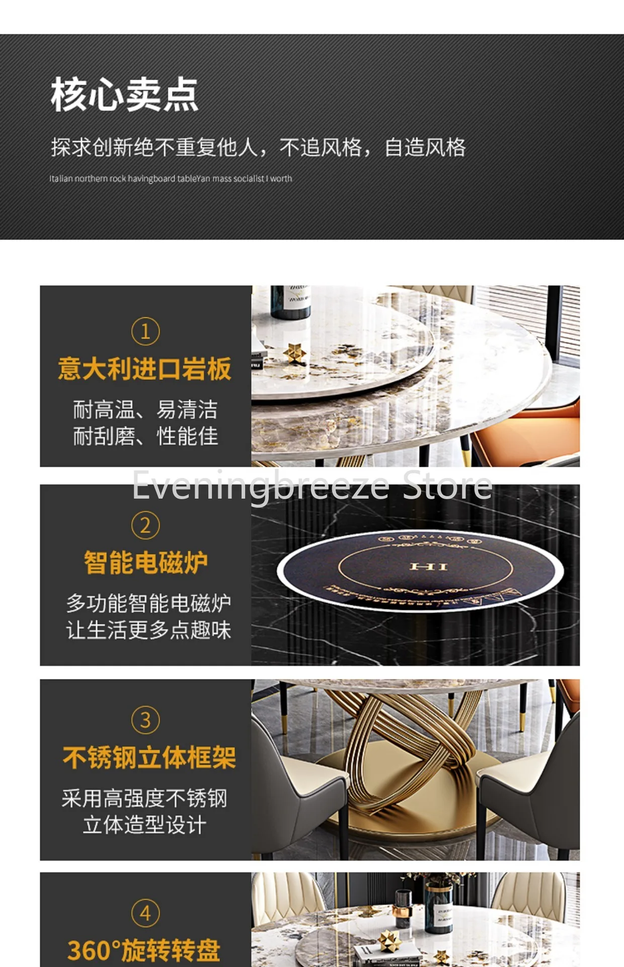 Description Picture 4 of itemRestaurant Gold Dining Tables Round Center Luxury Dining Table Floor Removable Dressing Kitchen Muebles De Cocina Home Furniture