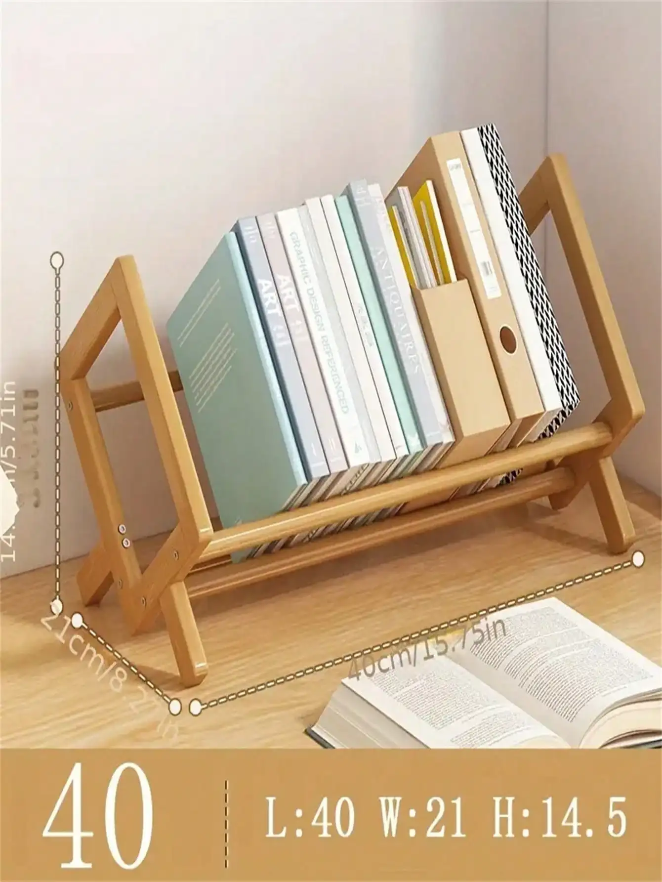 Small Creative Bamboo Desktop Bookshelf for Home Office, Student Desk Organizer, Book Storage Rack 6