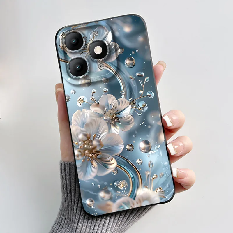 Luxury Fashion Black Soft TPU Silicone Case with Floral and Butterfly Design