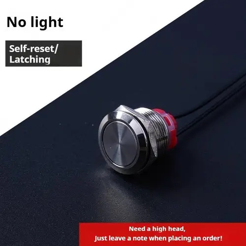 Push Button /Switch 16/19/22mm Short Silver Metal 6/12/24/220V Self-Locking Reset Latching with Light with Wire 15cm Car On/Off - Image 14
