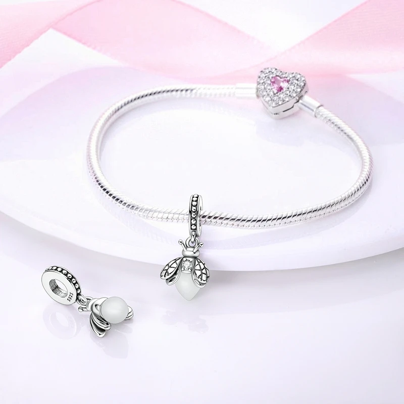 Mula Original 925 Sterling Silber Leuchtender Glühwürmchen-Anhänger Perlen für Original-Armband Damen DIY Schmuck Geschenke – Detail 6