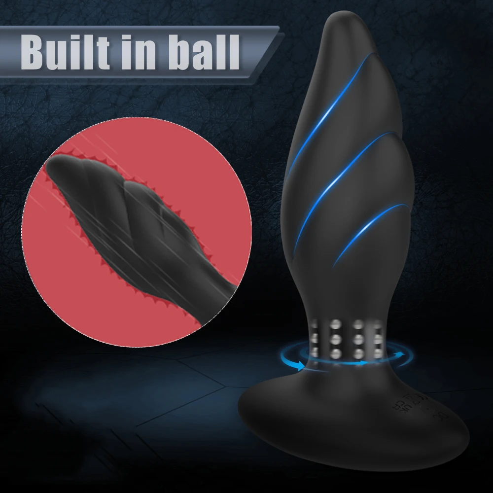Anal Prostata Massager Rotation Vibrator Vibrationer Perlelegetøj til mandlig onani, bærbar silikone Anal Butt Plug_voghion.com