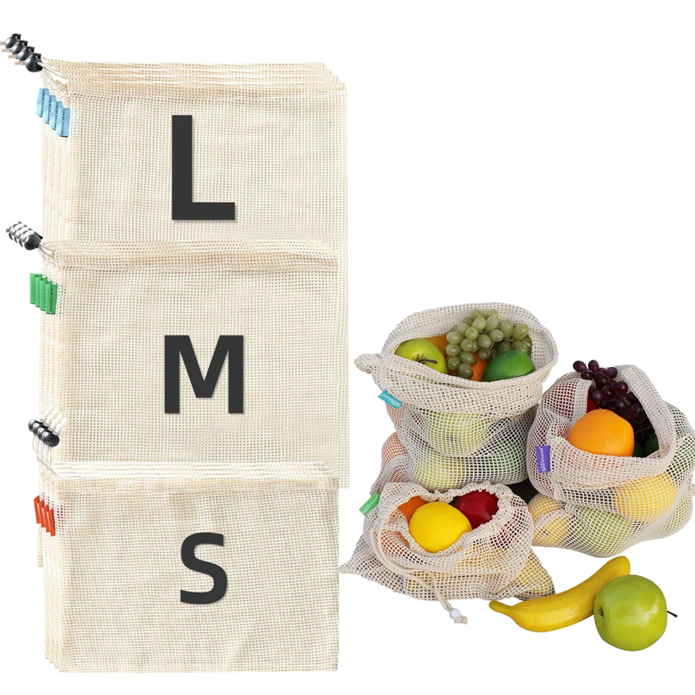 Eco-Friendly Reusable Cotton Mesh Produce Bags