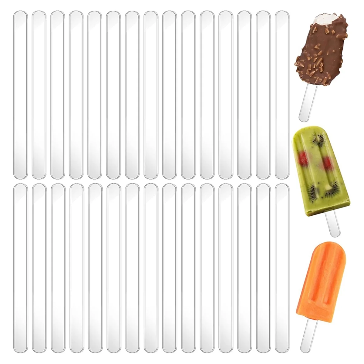 Popsicle Sticks 4.5 Inch Acrylic Cakesicle Sticks Reusable Ice PopSticks Plastic Popsicle 30PCS (Clear) popsicle sticks