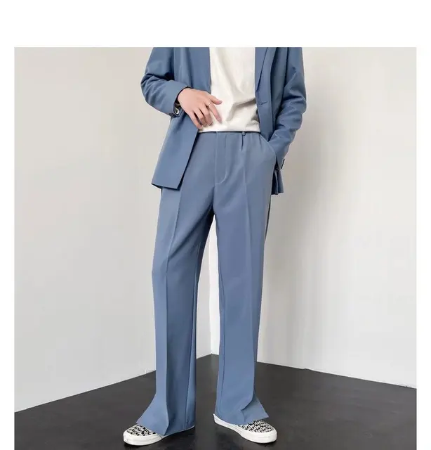 Men's Draped Baggy Suit Pants Personality Design Solid Color Straight  Premium Casual Pants Simple Trousers 2023 Spring
