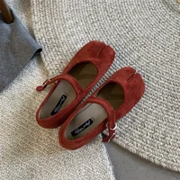 Bailamos New Brand Women Spilt Toe Flats Round Toe Shallow Slip On Ladies Casual Ballet Shoes Soft Leather Eelgant Dress Shoes M - Image 5