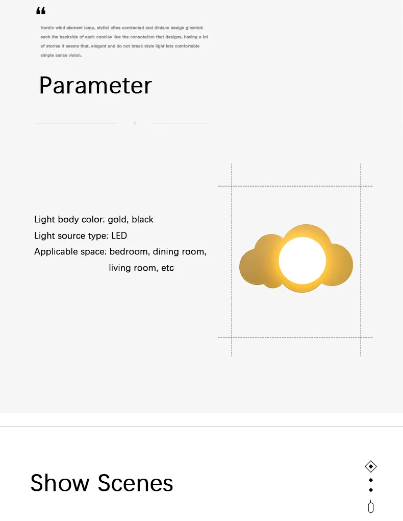 Description Picture 6 of itemSimple Modern Bedroom Bed Wall Lamp Living Room Background Wall Lamp Hotel Corridor Decoration Wall Lamp Cloud Shape Wall Lamp