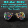 HiFi IEM Earphones Bone Conduction Headphones Wired in-ear Monitor Earbuds 2DD 4BA 1 BC IEM Hybrid Headset 2pin Detachable Cable 1