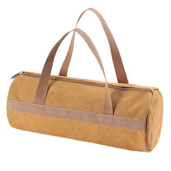 Large Capacity Lightweight Camping Tool Storage Bag - Cylinder Tent Stake and Ground Nail Holder (Brown)