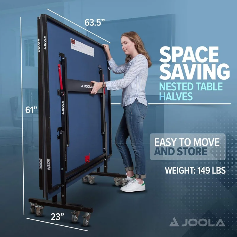 JOOLA Inside-Professional MDF Indoor Table Tennis Table with Quick Clamp Ping Pong Net and Post Set-10 Minute Easy Assembly