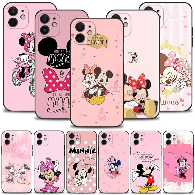 Disney Minnie Mouse For Apple iPhone 15 14 13 12 11 Pro Max Mini XS X XR 7  8 6 Plus 5S Silicone Black Phone Case Coque Capa - AliExpress