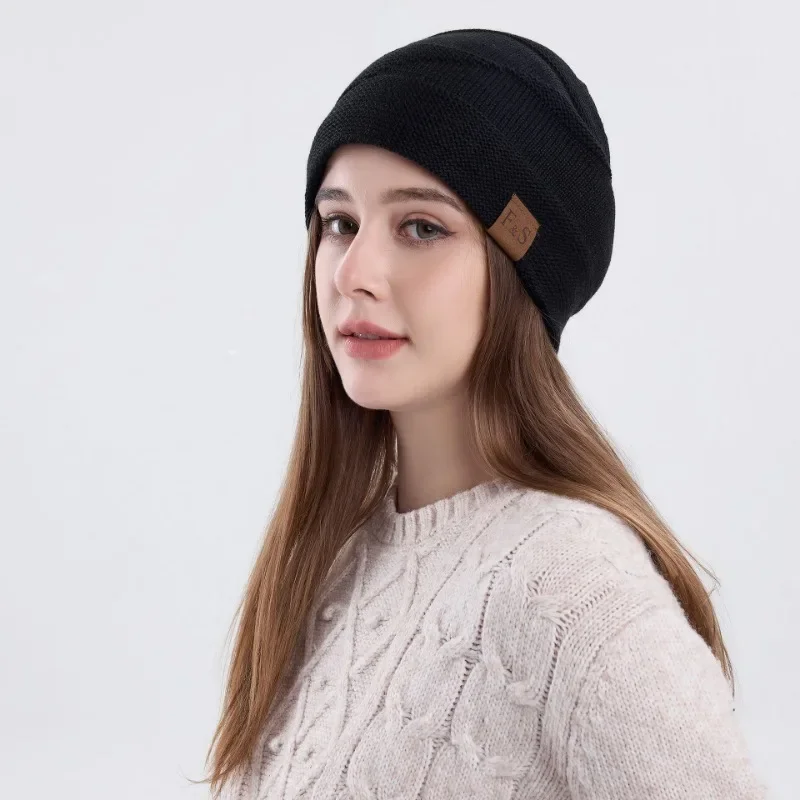 Knitted Beanie Hat Winter Unisex Thickened Warm Ear Protection Pullover Hat Thermal Windproof Plush Lined Hiking Running Ski Cap