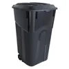 32 Gallon Heavy Duty Wheeled Plastic Garbage Can Attached Lid Black Transport Waste Indoor Outdoor Household Commercial Smooth 1