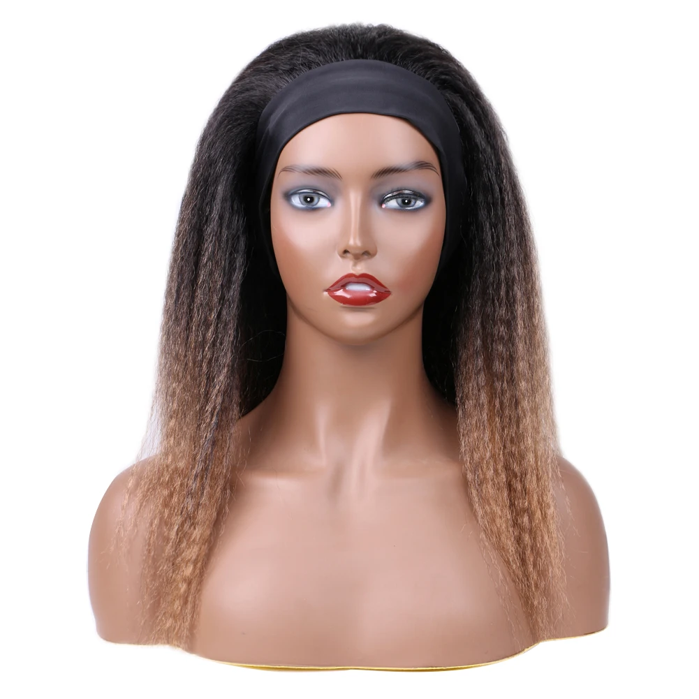 Bellqueen Kinky Straight Headband Wig Glueless None Lace Soft Natural Synthetic Yaki Straight Headband Wig For Black Women