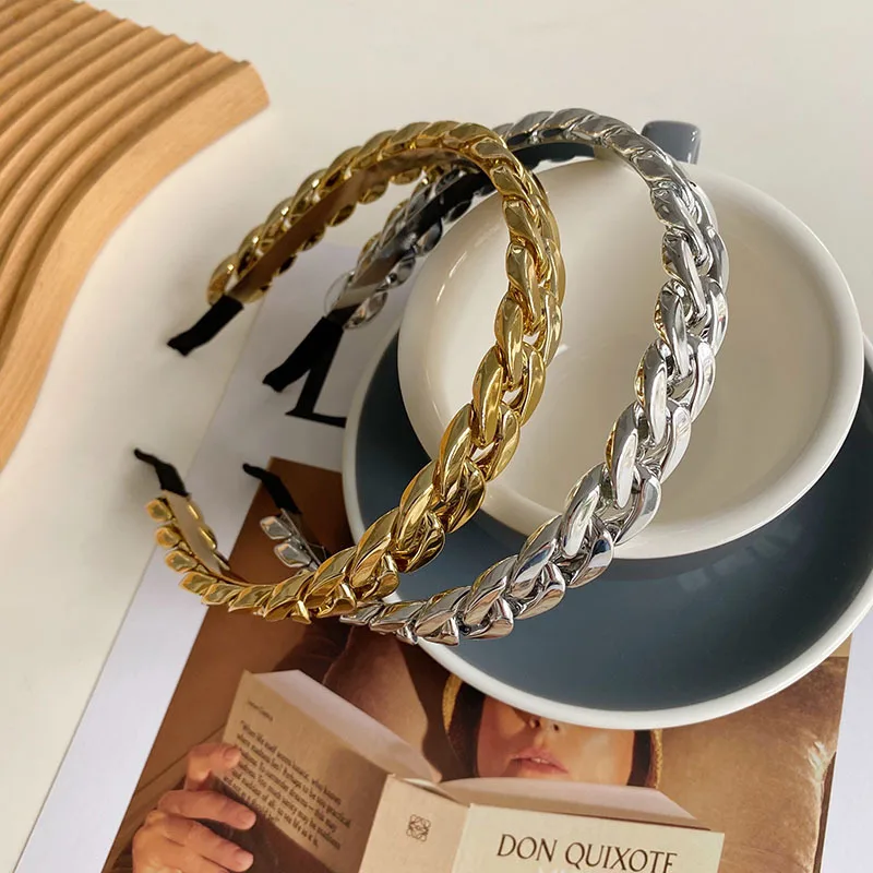 

2 Styles New Chain Simplicity Thin Gem Headbands For Women Girl Hair Accessories Geometric Hairbands