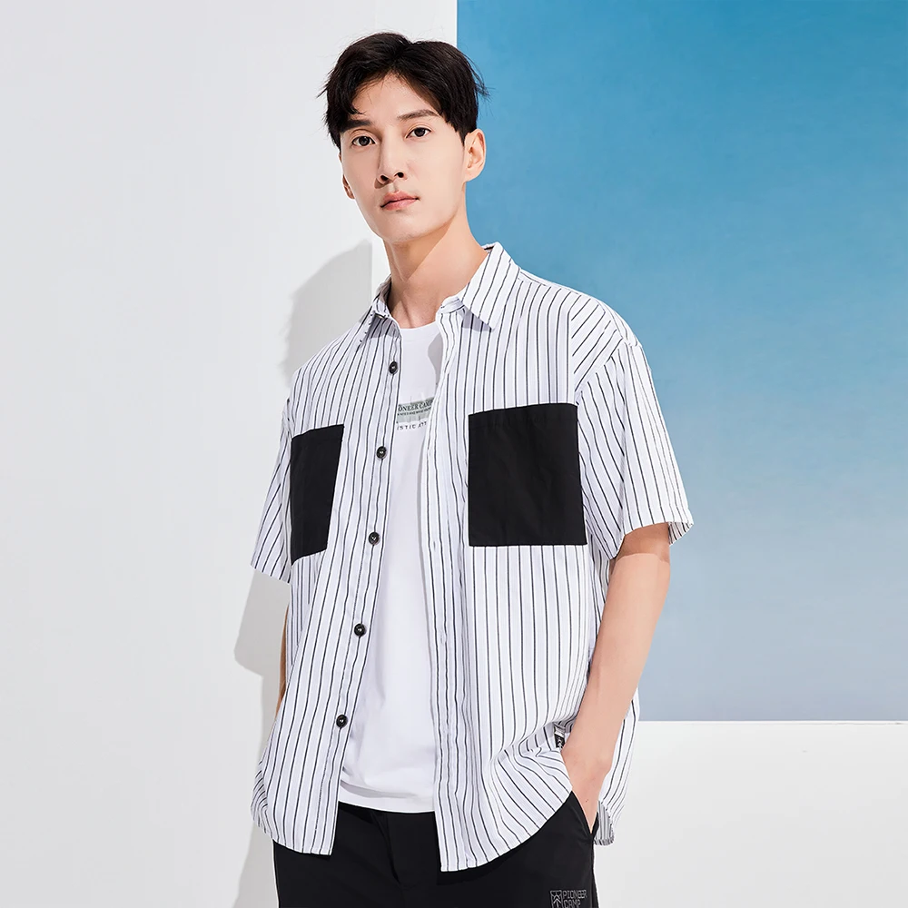 

Pioneer Camp 2022 New Summer Men's Fashion Striped Shirt with Short Sleeves Casual Preppy Style Loose Casual Turn-down ADC230013