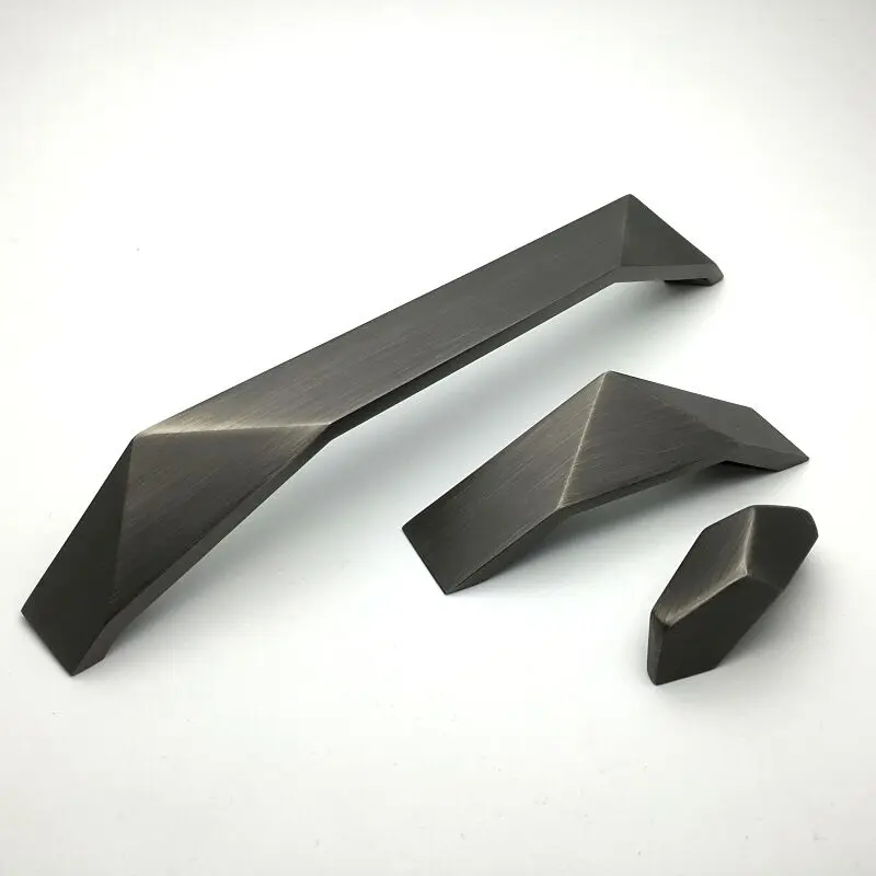 Zinc Hole To Hole 32mm To 192mm Geometric Line Alloy Cabinet Handle Drawer Knob Black Silver Antique Brass Finish door handles cabinet handles