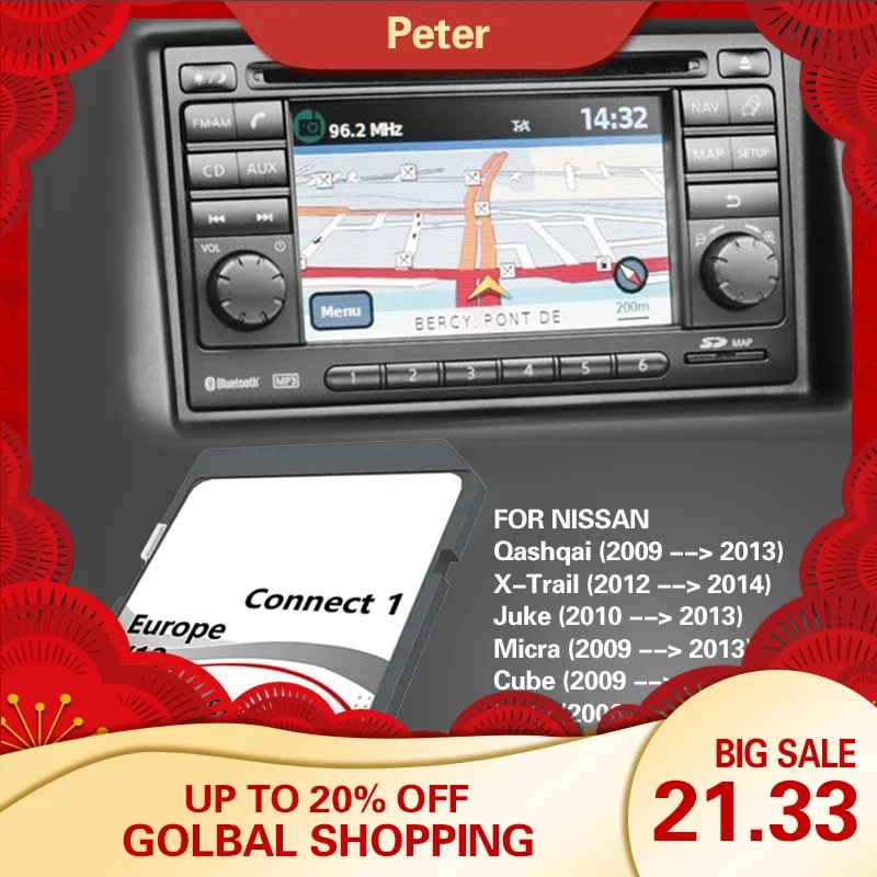 C1 V12 Connect 1 Lcn1 V12 Sd Memory Navi Per Nissan Juke X-Trail 8Gb 2022 Map Card Europa Uk Navigation Card Freeshipping