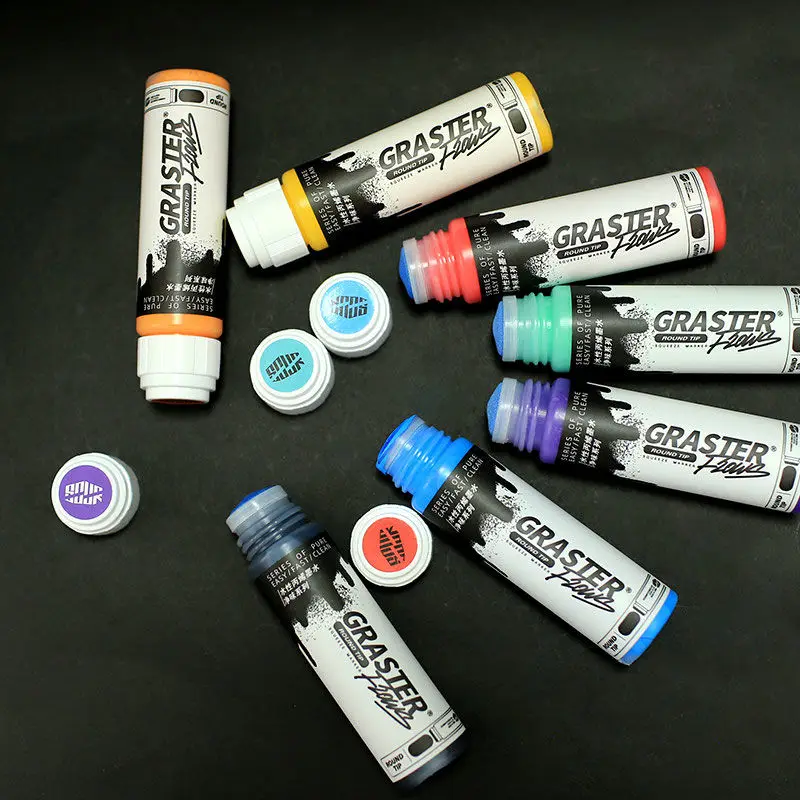 18mm Graffiti Flowing Pen EnviroNmental Odorless Acrylic Pigment Oil-Based Pen Black Colored Round Head Painting Accessories permanent marker pen marker pens permanent marker permanent markers paint marker pen markers pen art markers paint pen art marker pen