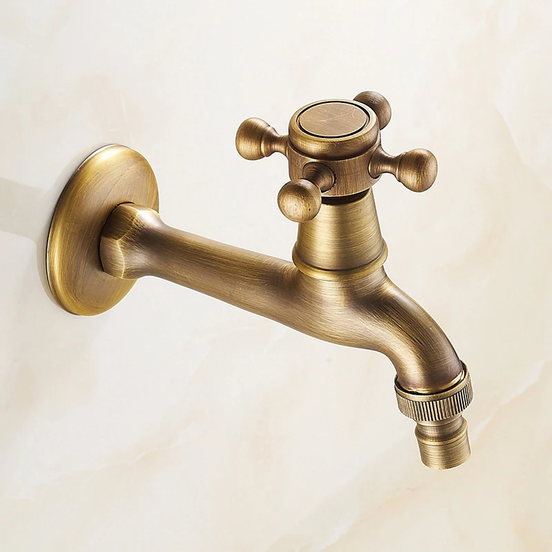 Wall Mount Bibcock Antique Dragon Carved Brass Retro Small Tap Decorative Outdoor Garden Faucet Washing Machine Mop WC Taps 1701 bathroom faucet water tap faucet garden bibcocks washing machine faucet