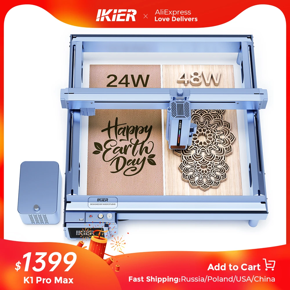 Nuovo Ikier K1 Pro Max 48W/24W Potenza Di Commutazione Macchina Per Incisione Laser Fai Da Te Incisione Laser Taglio 900 Mm/S Incisione
