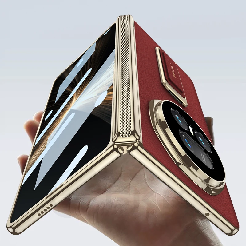 Magnetic Hinge Plating Case For Honor Magic V5 Leather Fold Stand Wristband Scre