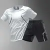 Summer Men Sets New Quick Dry Breathable Gym Clothing Training Short Sleeve Tops Shorts Suit Outdoor Daily Leisure Two-Piece Set 6