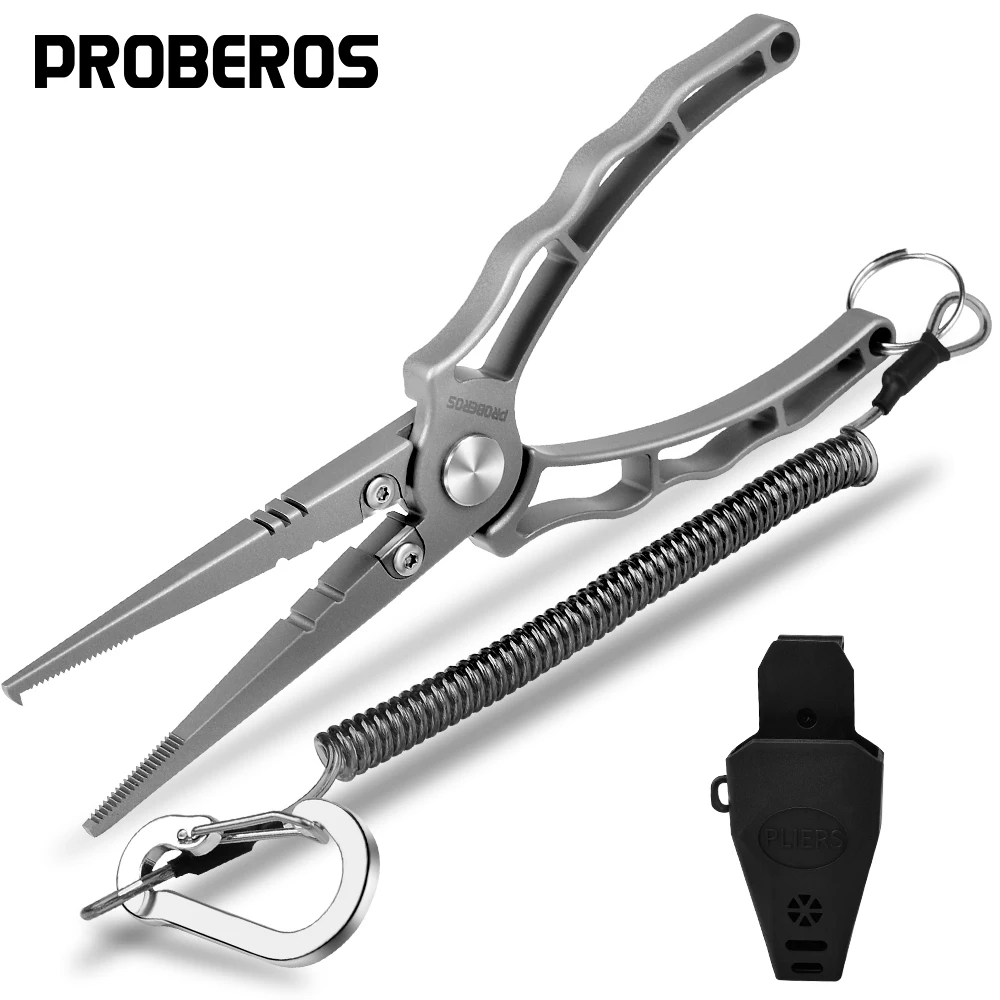 

PROBEROS Anti-Corrosion Stainless Steel Pliers Line Cutter Split Ring Opener Crimp Sinker&Sleeves Multifuctional Fishing Pliers