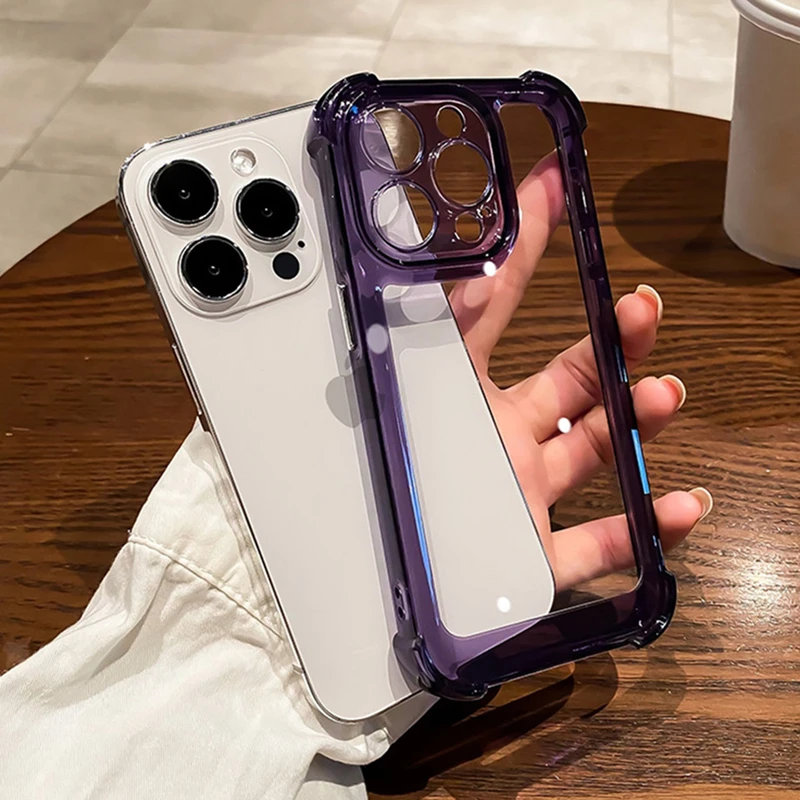 thumbnail image 1 of Luxury Shockproof Clear Phone Case For iPhone 15 14 11 12 13 Pro Max XR X XS 8 Plus Silicone Bumper Transparent Hard Back Cover, 1 of 5