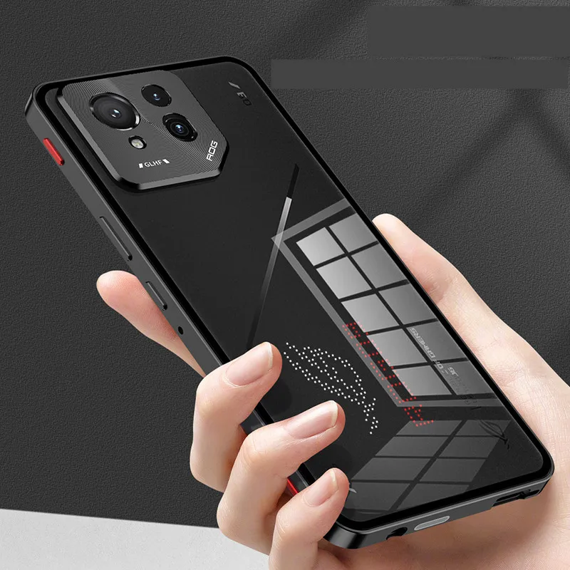 For ROG Phone 9 Pro Case,Metal Aluminium Magnet Shockproof Shell,Camera Protection Transparent Phone Case Funda For ROG Phone 9 5