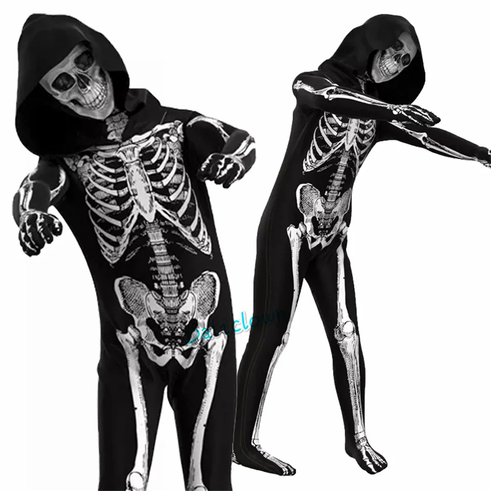 

Zombie Costume Kids Halloween Zombie Mask Costume Cosplay Scary Skeleton Skull Costume Jumpsuit Suit Sets Carnival Party Clothes