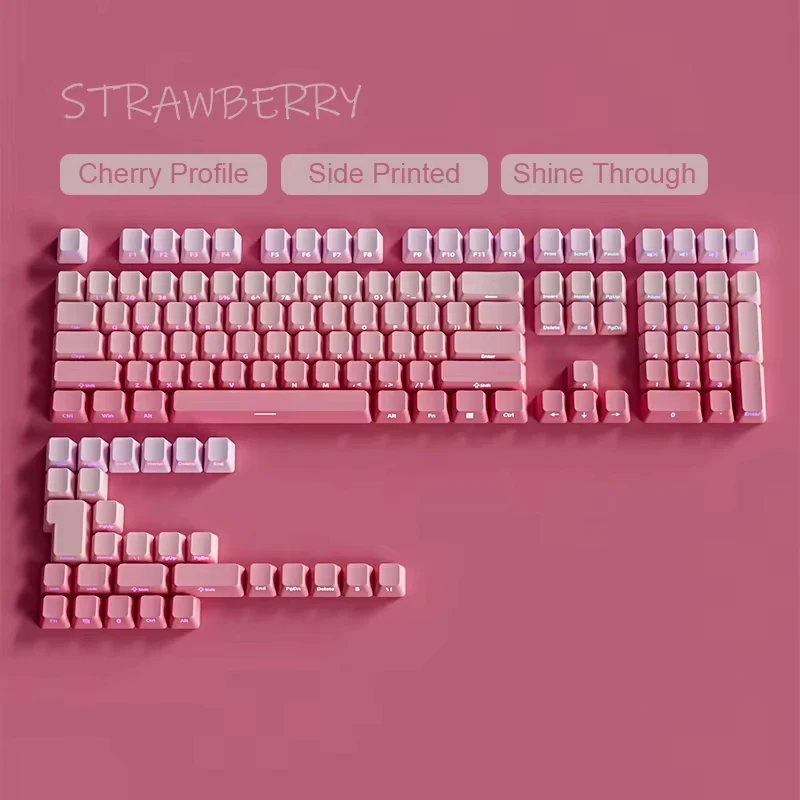Gradient Green Shine Through Keycaps - PBT Double Shot Side Printed, OEM Profile for Gaming Keyboards (135 Keys)
