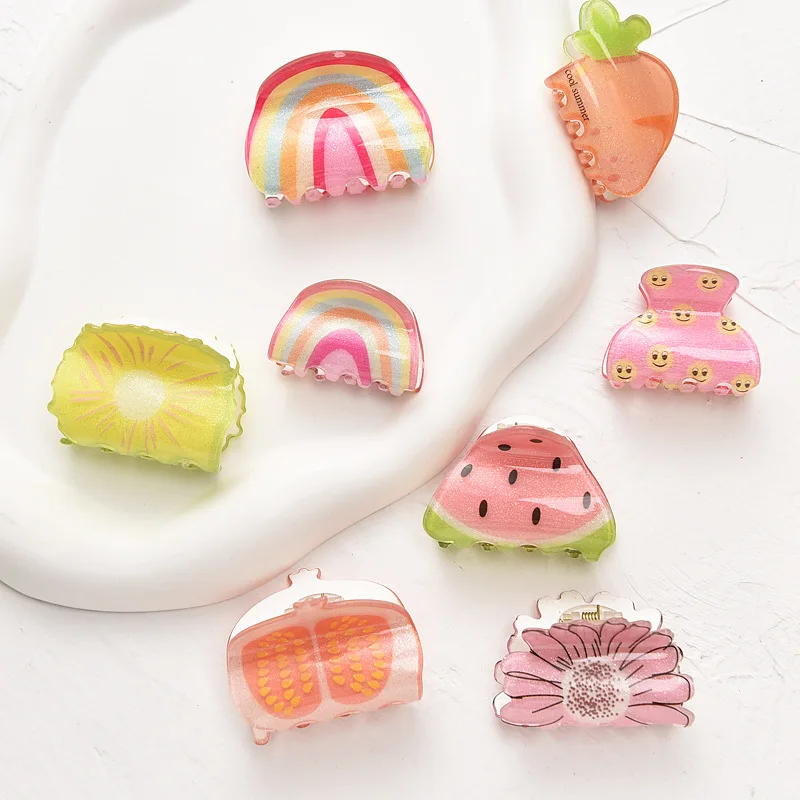 2022 New Women Cute Fruit Hair Claws Acrylic Claw Clips Korea Hairpin Headwear for Girls Fashion Hair Accessories Ornaments 1 piece multifunctional 24 48 holes 72 holes earring holder jewelry holder plastic acrylic jewelry display stand 2022 new