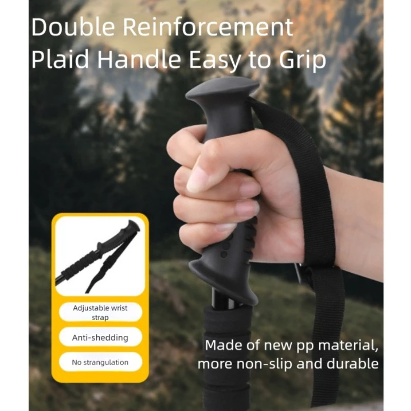 Ultra Light Hiking Camping Hiking Cane with Adjustable Length Aluminum Alloy Outdoor Hiking Handle Tungsten Steel Pole Tip