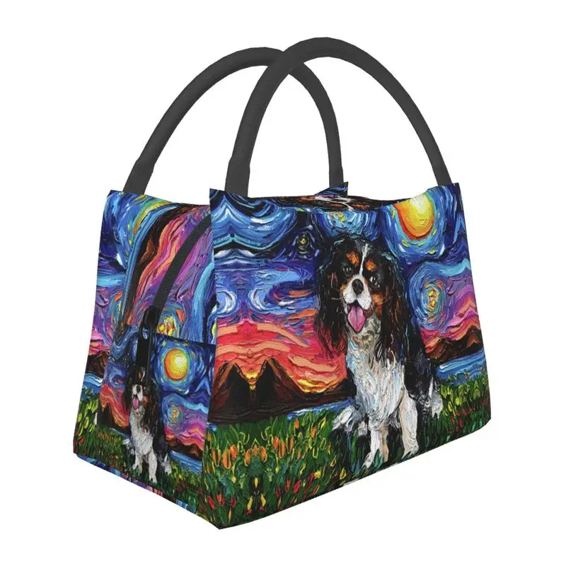 

Cavalier King Charles Spaniel Starry Night Insulated Lunch Tote Bag for Pet Dog Lover Portable Thermal Cooler Food Lunch Box